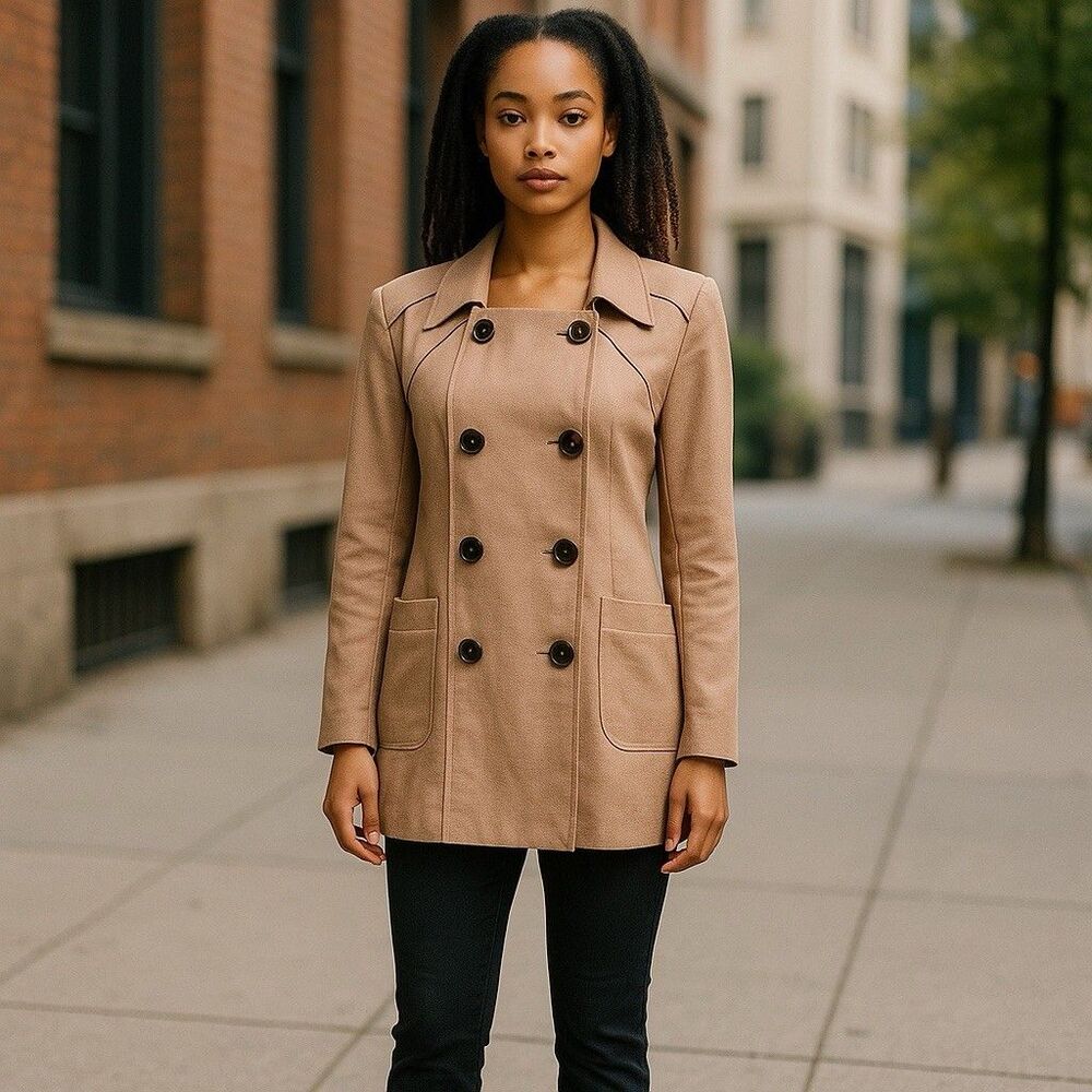 Bcbgeneration Double Breasted Coat Jacket Dark Bu… - image 1